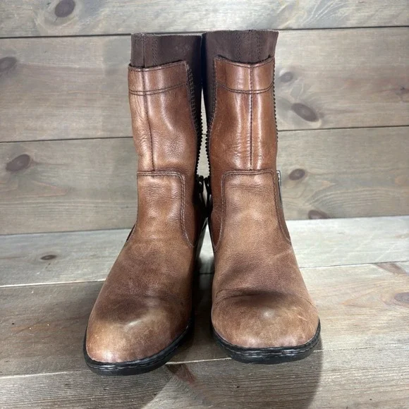 born mila womens size 6.5 shoes brown leather heel pull on comfort boots - Picture 5 of 10